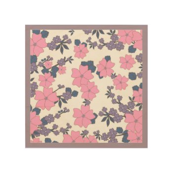 Pink And Purple Flower Pattern Wood Wall Art by Awesoma at Zazzle