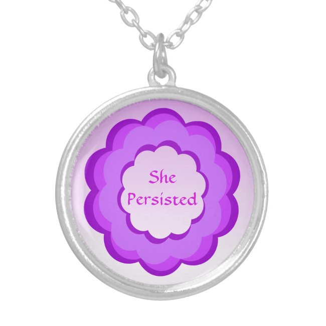 Pink and Purple Flower She Persisted Necklace