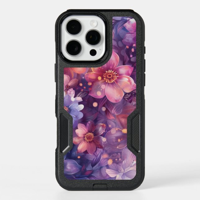 Pink and Purple Flowered Otterbox iPhone Case (Back)