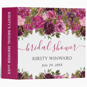 Pink and Purple Flowers Bridal Shower Photo Album 3 Ring Binder