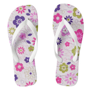 Pink and Purple Flowers Flip Flops