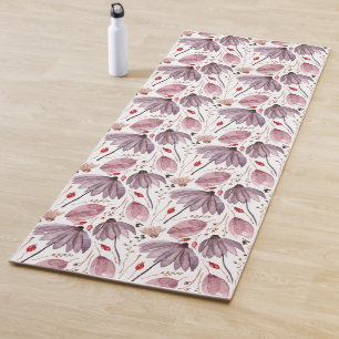 Pink And Purple Flowers Floral Pattern Yogamat Yoga Mat