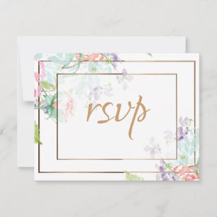 Pink and Purple Flowers/Gold Trim Note Card