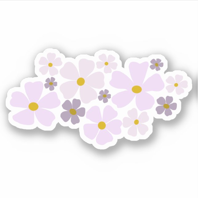 Pink and Purple Flowers Graphic Sticker (Front)