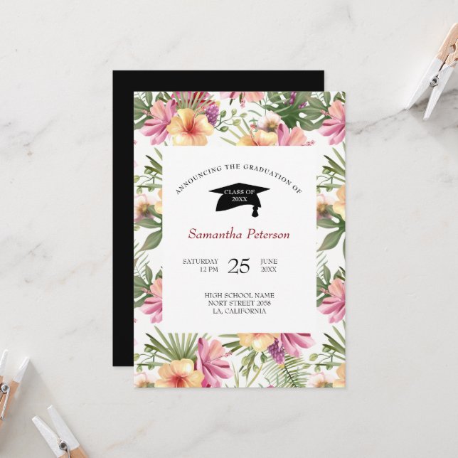 Pink And Purple Flowers Invitation (Front/Back In Situ)