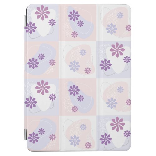 Pink and Purple Flowers on Pastel Checkers iPad Air Cover