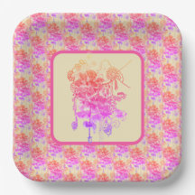 Pink and Purple Flowers Paper Plates