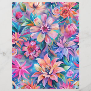 Pink and purple flowers pattern scrapbook paper