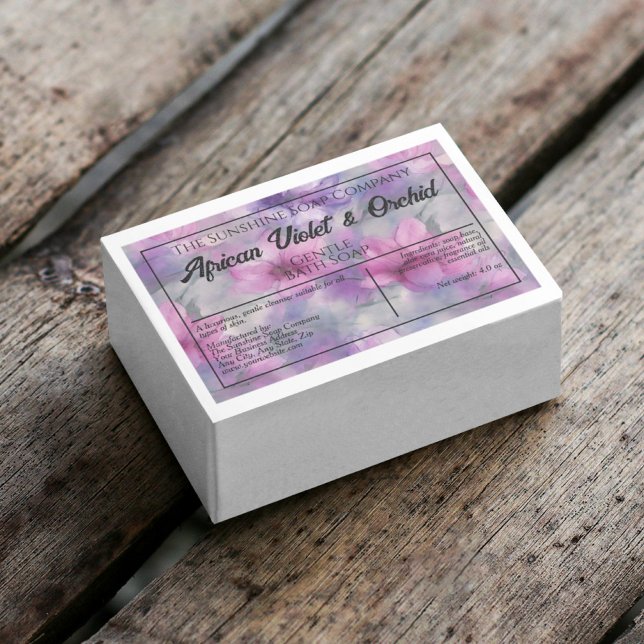 Pink and Purple Flowers waterproof soap box label (Creator Uploaded)
