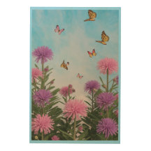 Pink and Purple Flowers Wood Wall Art