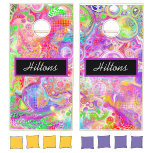 Pink and Purple Fluid Art Cornhole Set