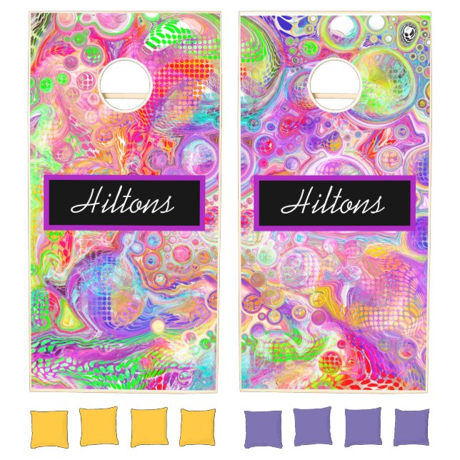 Pink and Purple Fluid Art Cornhole Set (Set)