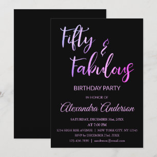 Pink and Purple Foil Fifty and Fabulous Invitation
