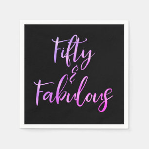 Pink and Purple Foil Fifty and Fabulous Napkins