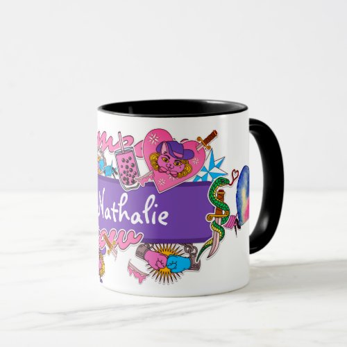 Pink and purple fun bar sticker on  mug