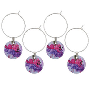 PINK AND PURPLE FUSCHIA WEDDING GIFT WINE GLASS CHARM