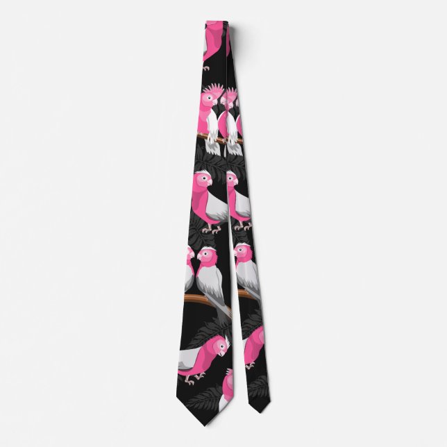 Pink and purple galah parrot pattern neck tie (Front)