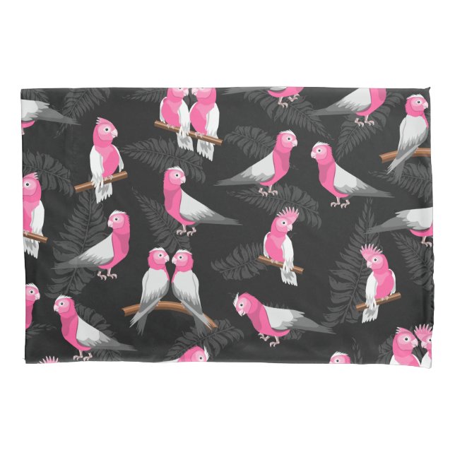 Pink and purple galah parrot pattern pillow case (Front)