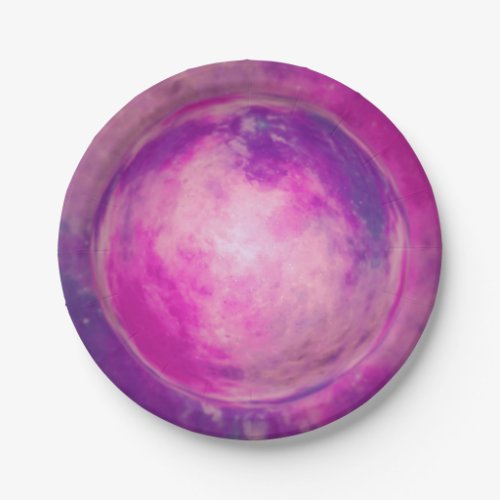 Pink and Purple Galaxy Planet Girls Birthday Paper Plates