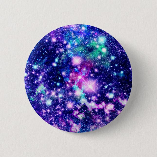Pink and Purple Galaxy Stars Button (Front)