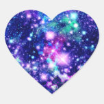 Pink and Purple Galaxy Stars Heart Sticker