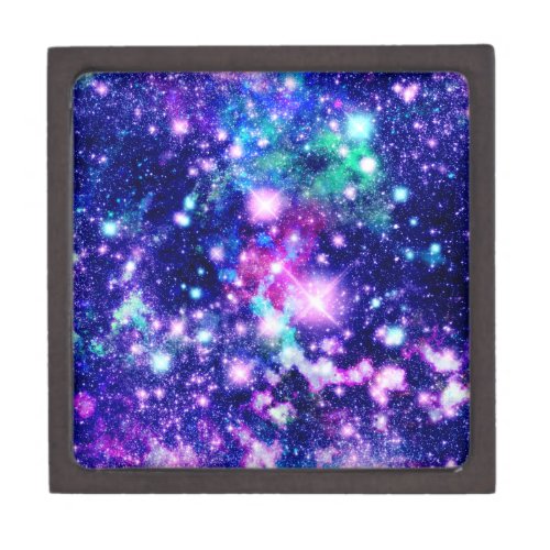 Pink and Purple Galaxy Stars Keepsake Box