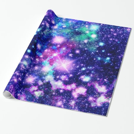 Pink And Purple Galaxy Stars Wrapping Paper