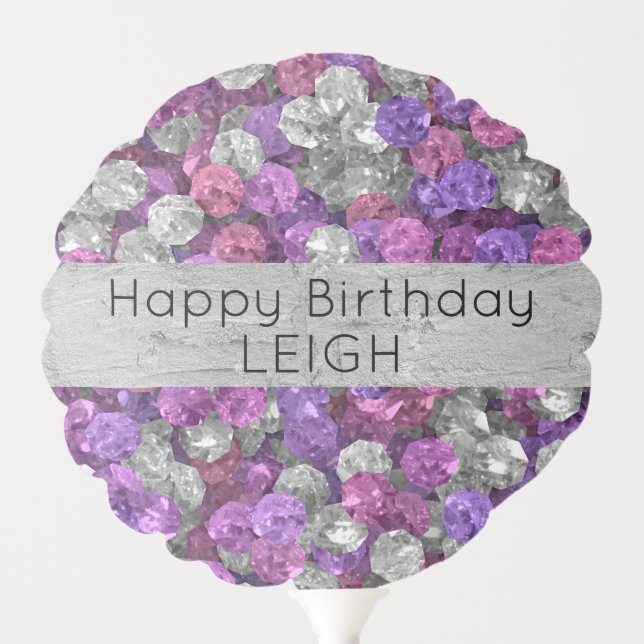 Pink and Purple Gemstones Birthday Balloon (Front)