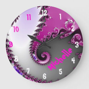 Pink and Purple Girl's Room Name Clock