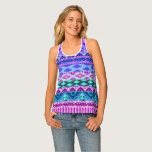 Pink and Purple Girly Aztec Tank Top