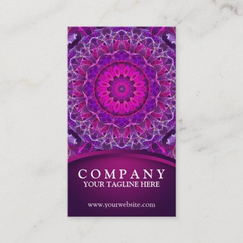 Pink and Purple glowing mandala _ dark pink design Business Card