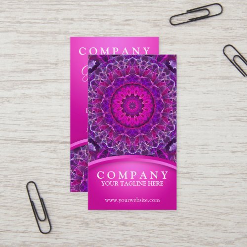 Pink and Purple glowing mandala _ pink design Business Card