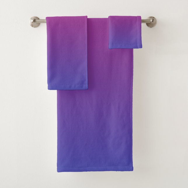 Pink and Purple Gradient Colors Bath Towel Set (Insitu)