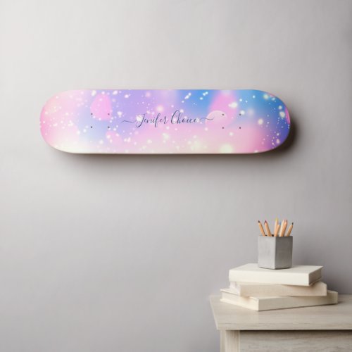 Pink And Purple Gradient Custom Name  Skateboard