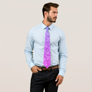 Pink And Purple Gradient Glitter Pattern Neck Tie