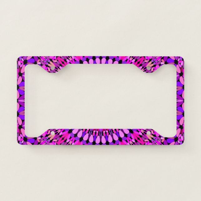 Pink and Purple Gravel Mandala License Plate Frame (Front)