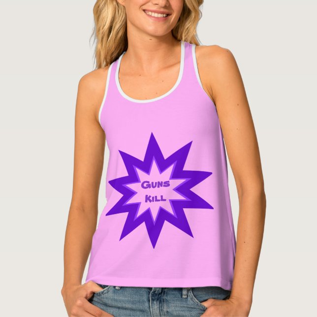 Pink and Purple Guns Kill Tank Top (Front)