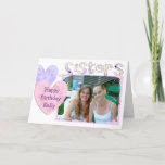 Pink and Purple Happy Birthday Card for Sister<br><div class="desc">Pink and Purple Happy Birthday Card for Sister

Customize this card by adding your favorite picture of you and your sister!</div>