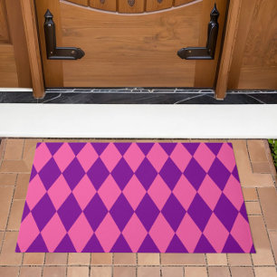 Pink and Purple Harlequin Checkered Design  Doormat