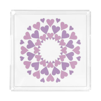 Pink and Purple Heart Acrylic Tray