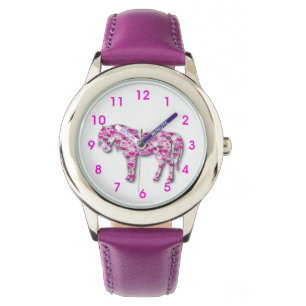 Pink and Purple Heart Horse Pony Watch