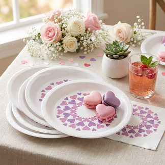 Pink and Purple Heart Paper Plates