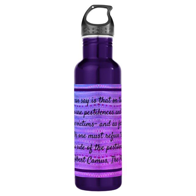 Pink and Purple Hearts & a Quote Stainless Steel Water Bottle (Front)