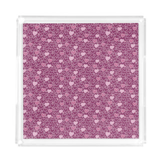 Pink and Purple Hearts Acrylic Tray