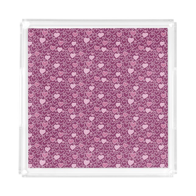 Pink and Purple Hearts Acrylic Tray (Front)