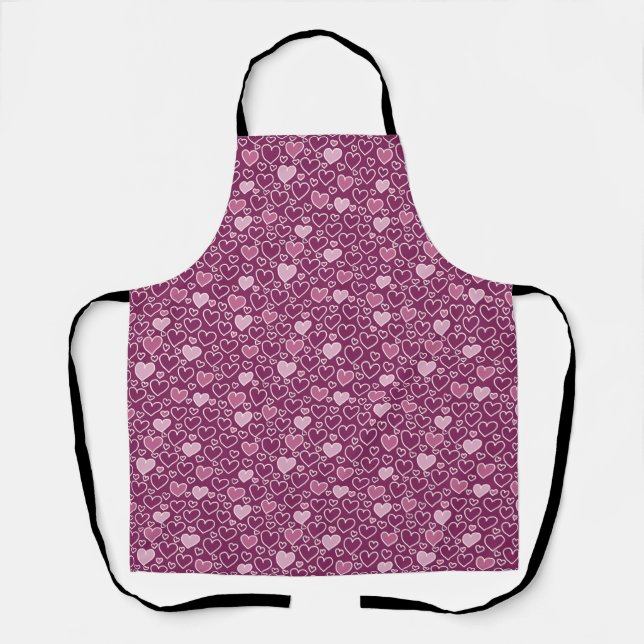Pink and Purple Hearts Apron (Front)