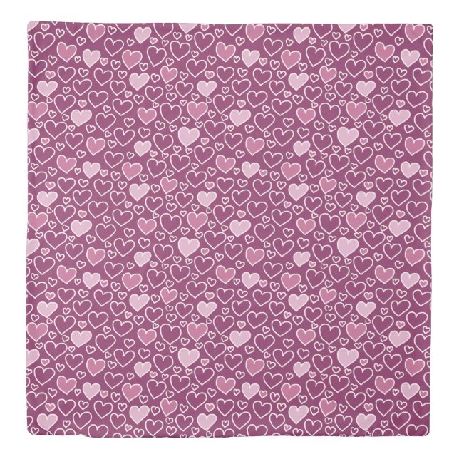 Pink and Purple Hearts Duvet Cover (Front)
