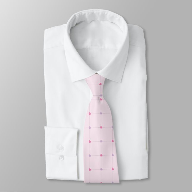 Pink and  Purple  Hearts On Pink Neck Tie (Tied)