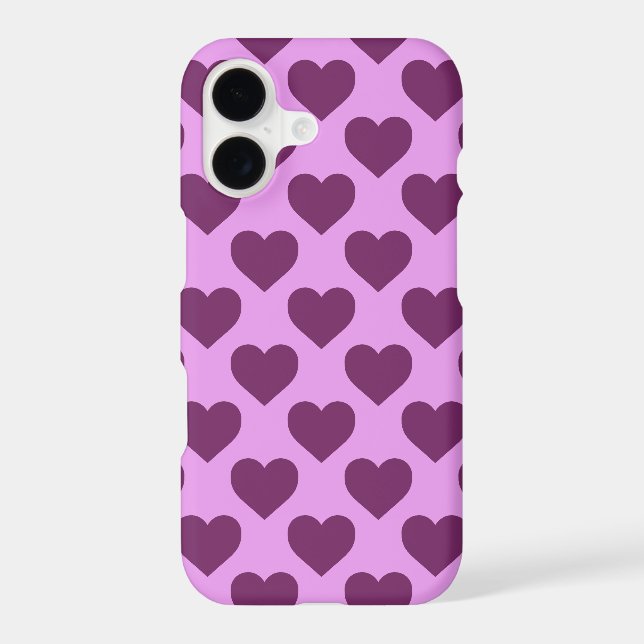 Pink and Purple Hearts Pattern Iphone Case (Back)