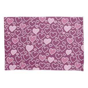 Pink and Purple Hearts Pillow Case